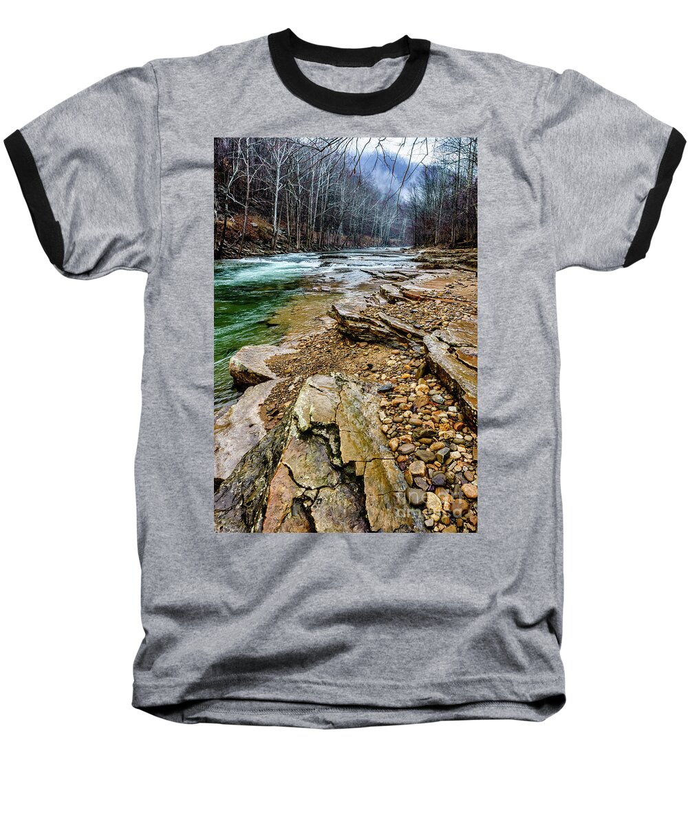Cherry Falls Baseball T-Shirt featuring the photograph Elk River in the Rain by Thomas R Fletcher