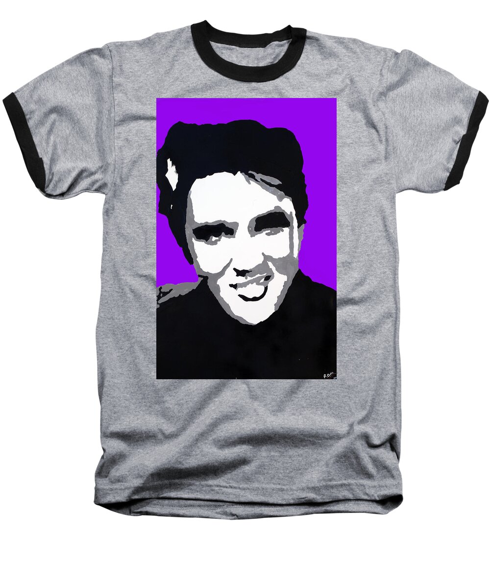 Elvis Baseball T-Shirt featuring the drawing Elvis don't live here anymore by Robert Margetts