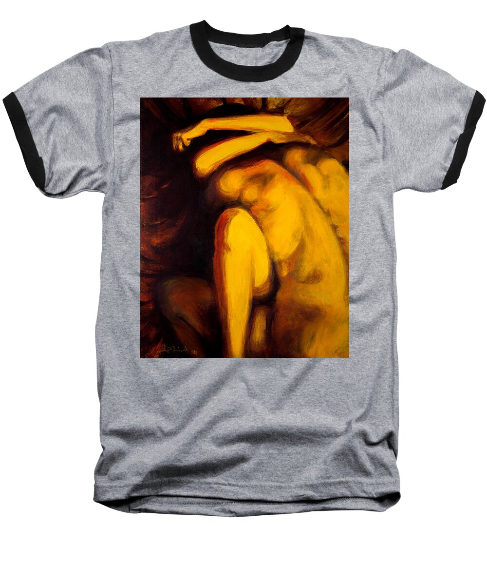 Nude Baseball T-Shirt featuring the painting Embrace by Jason Reinhardt