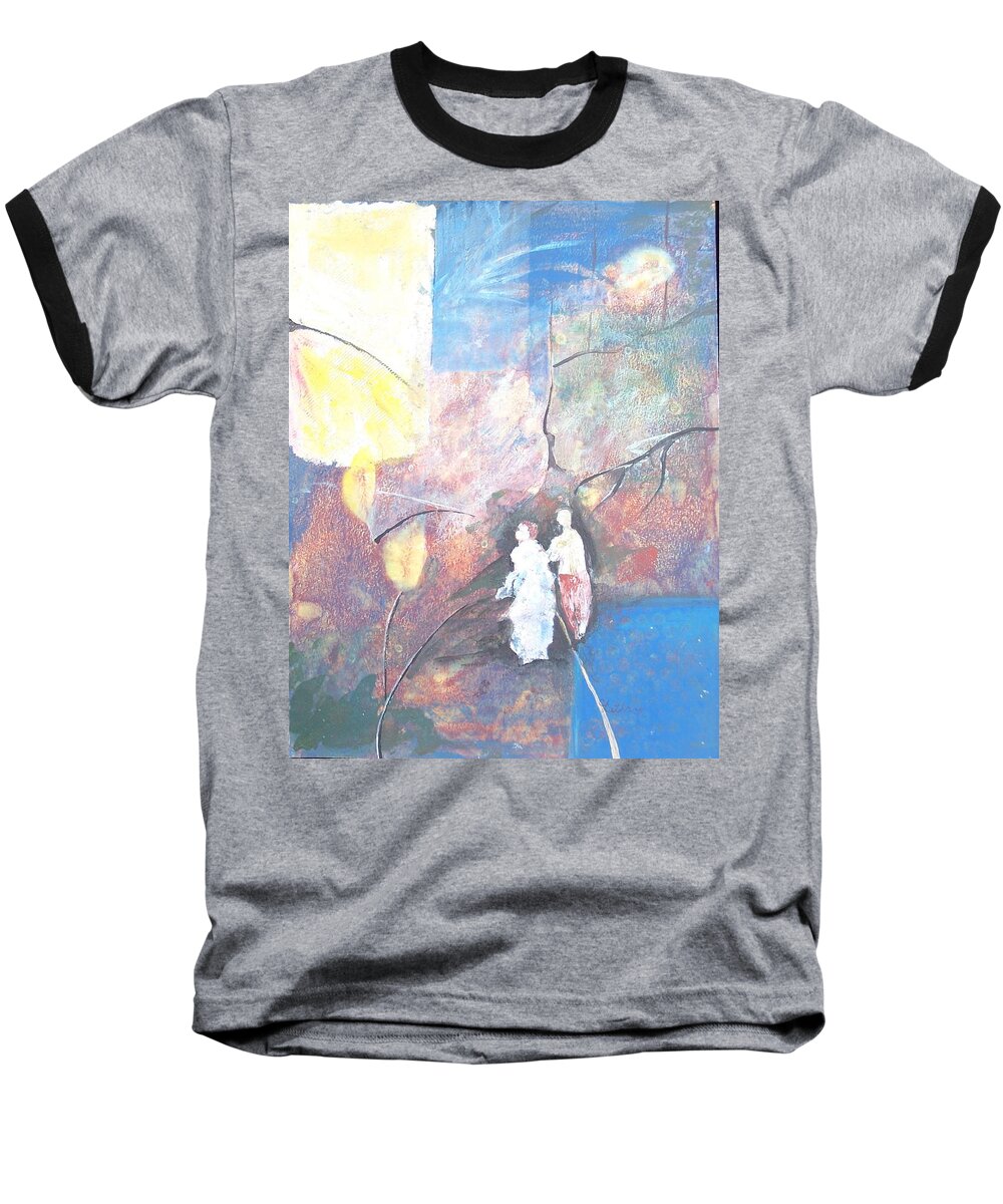 Collage Baseball T-Shirt featuring the painting Emergence by Christine Lathrop