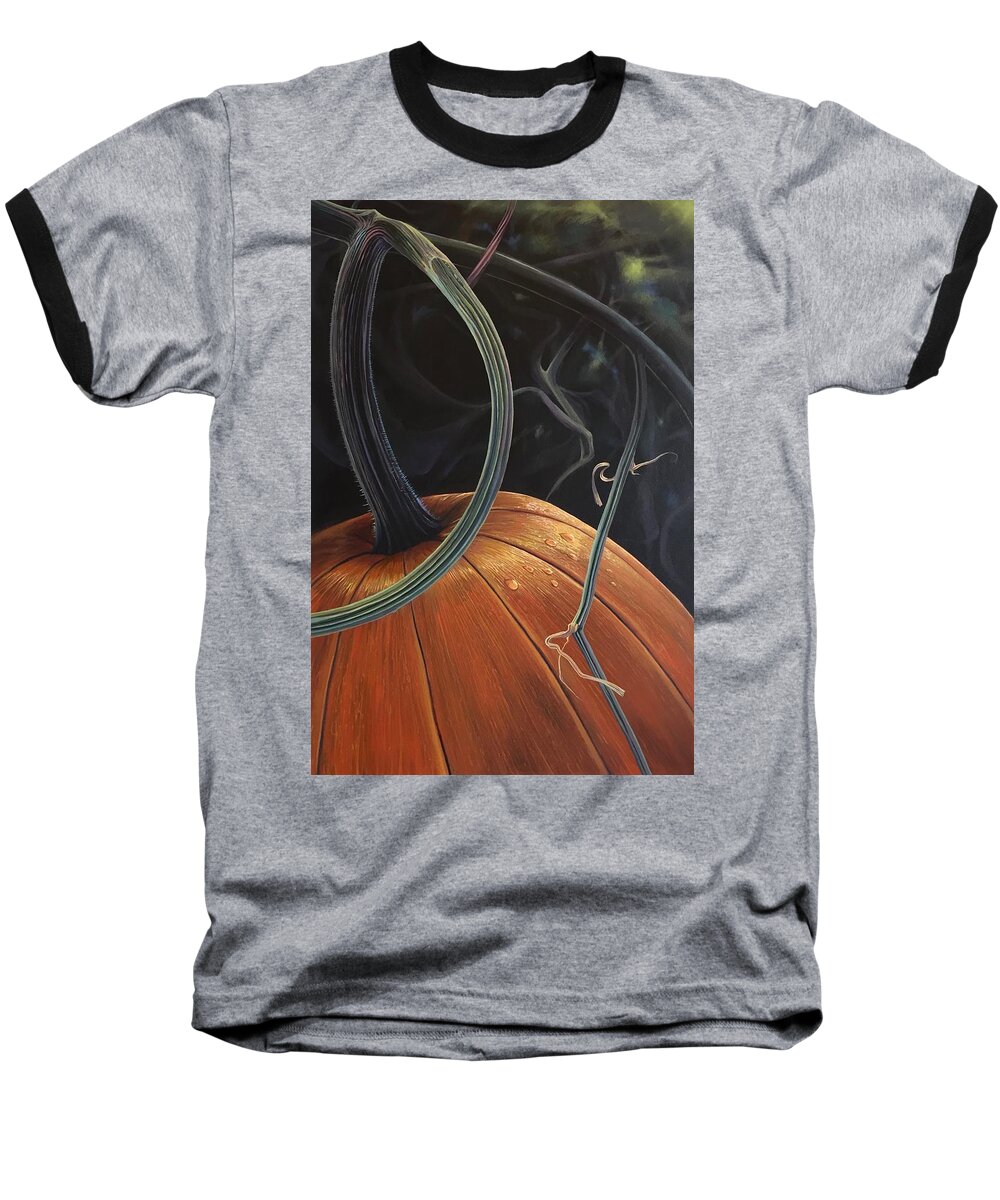 Pumpkin Baseball T-Shirt featuring the painting Enchantment by Hunter Jay