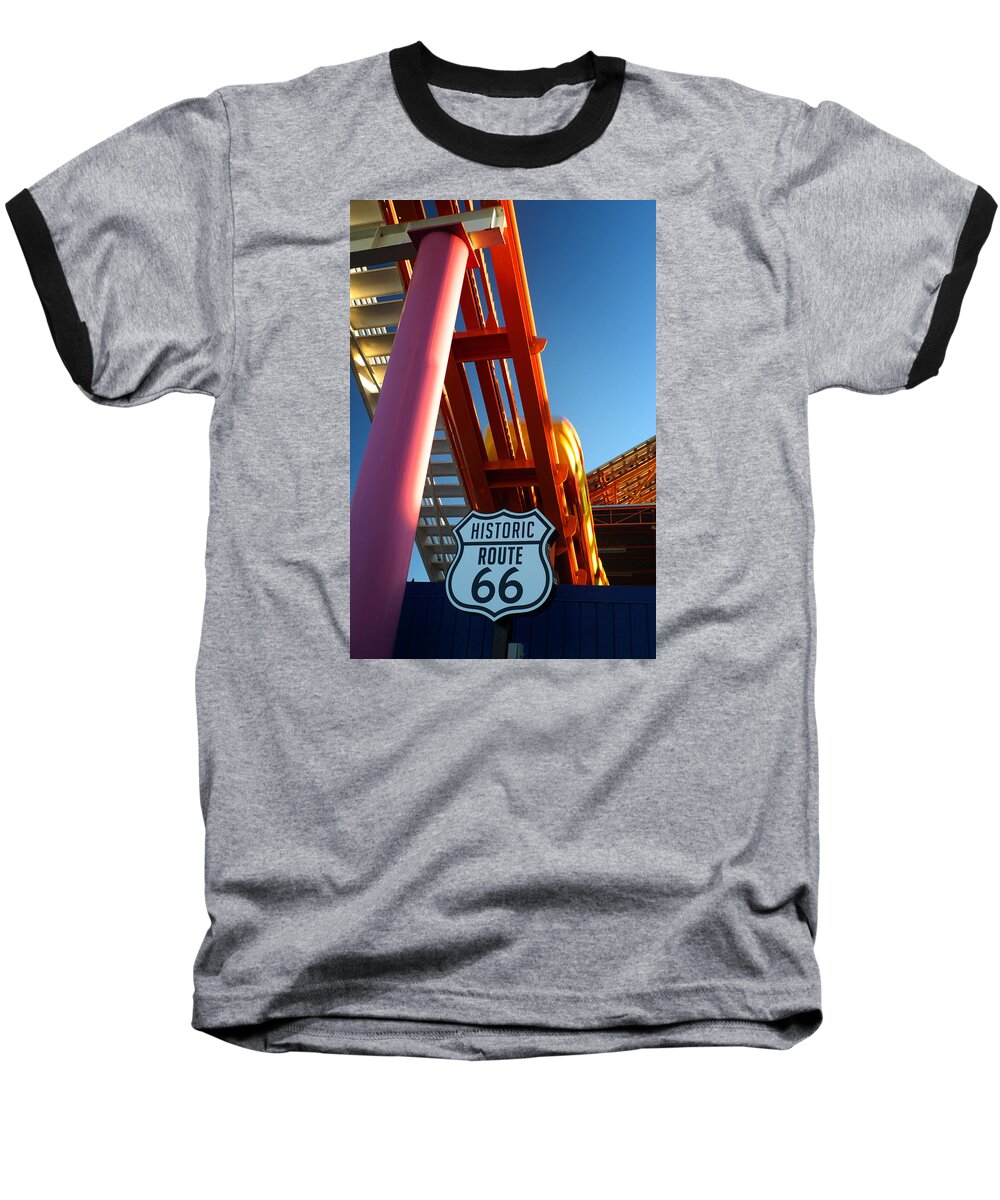 Route 66 Baseball T-Shirt featuring the photograph End of Route 66 2 by George Taylor