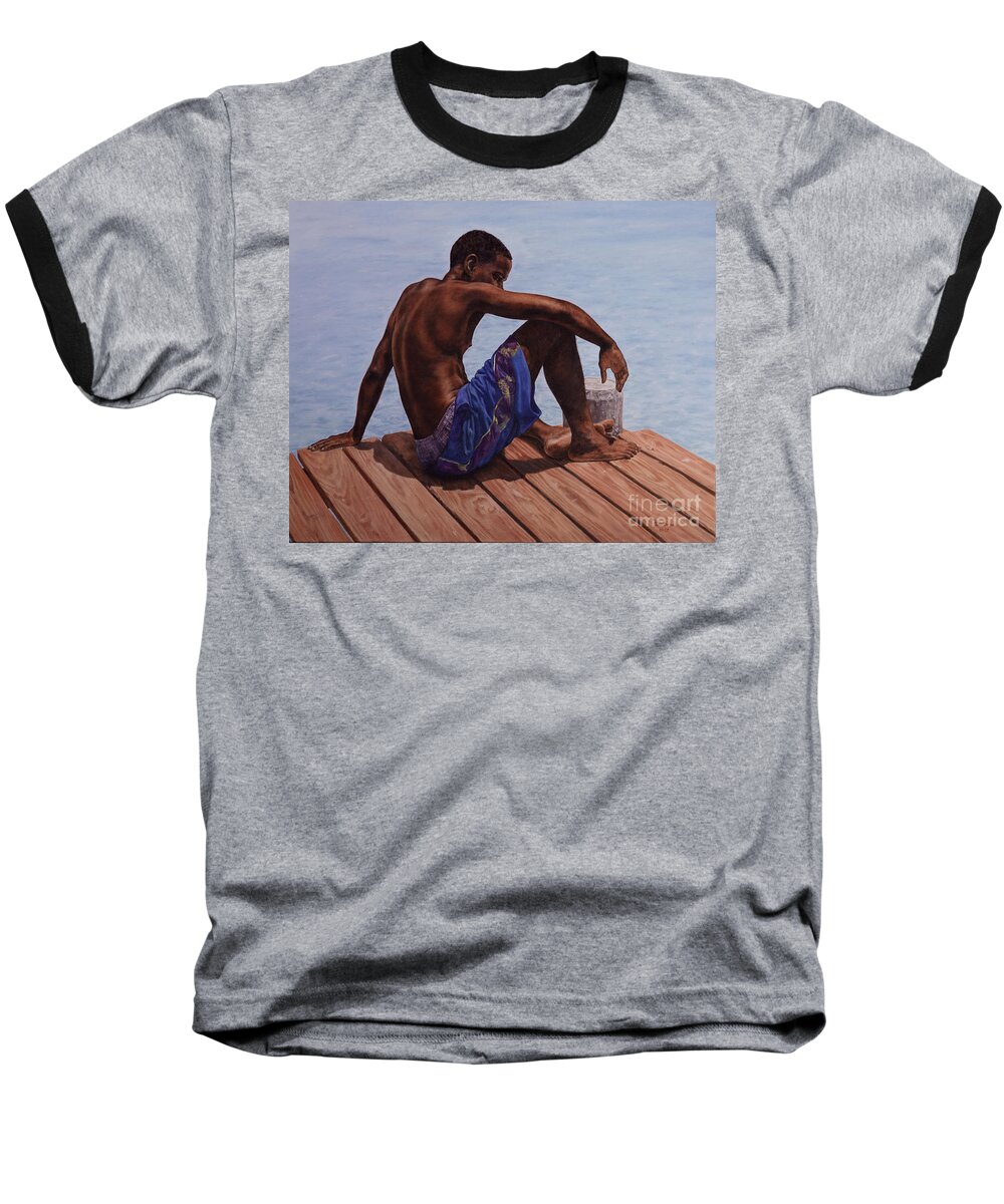 Roshanne Baseball T-Shirt featuring the painting Endless Summer by Roshanne Minnis-Eyma
