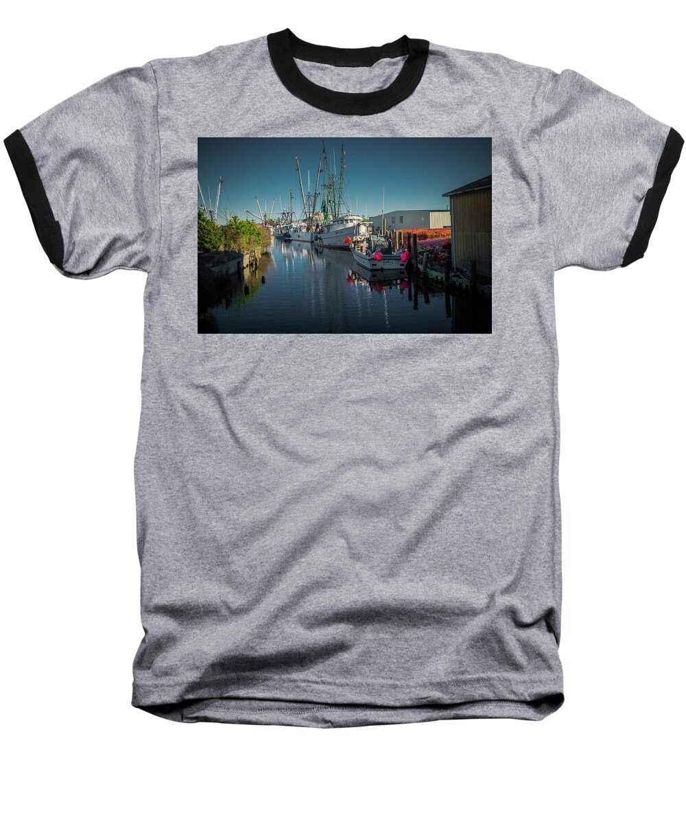 Fishing Boats Baseball T-Shirt featuring the photograph Englehardt,NC Fishing Town by Donald Brown
