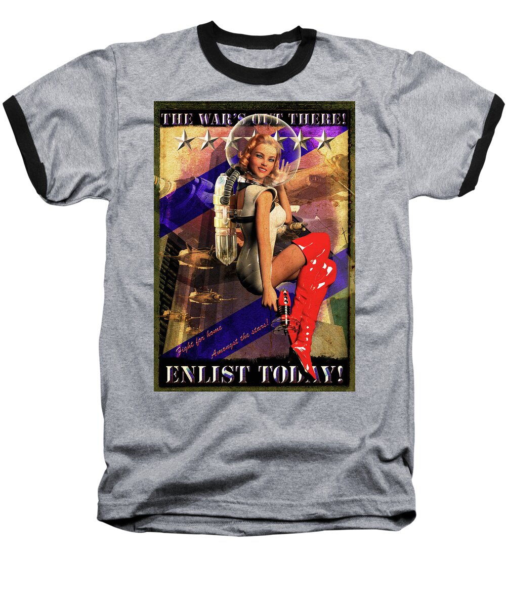 War Time Baseball T-Shirt featuring the digital art Enlist Today by Robert Hazelton