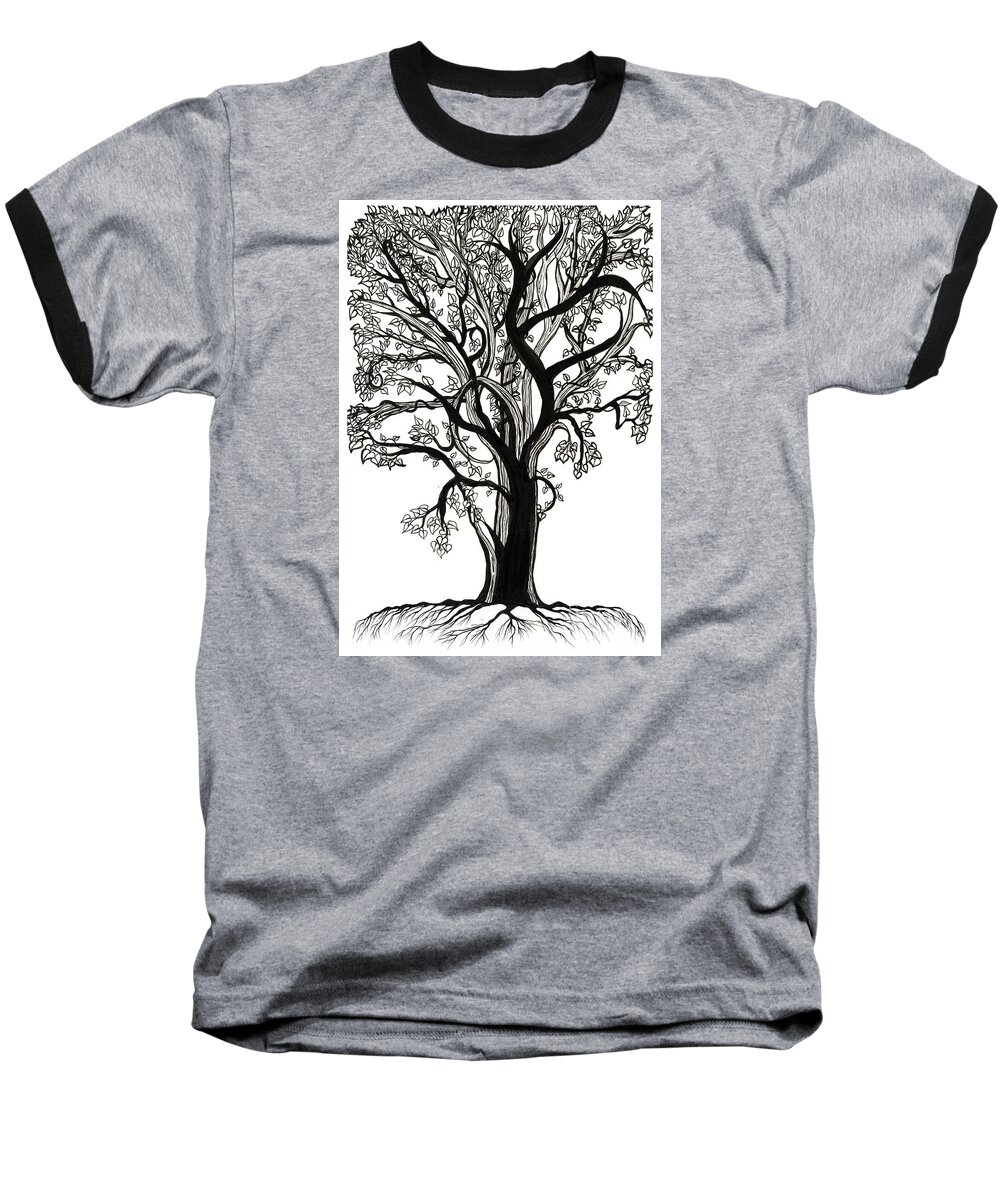 Trees Baseball T-Shirt featuring the drawing Entangled by Danielle Scott