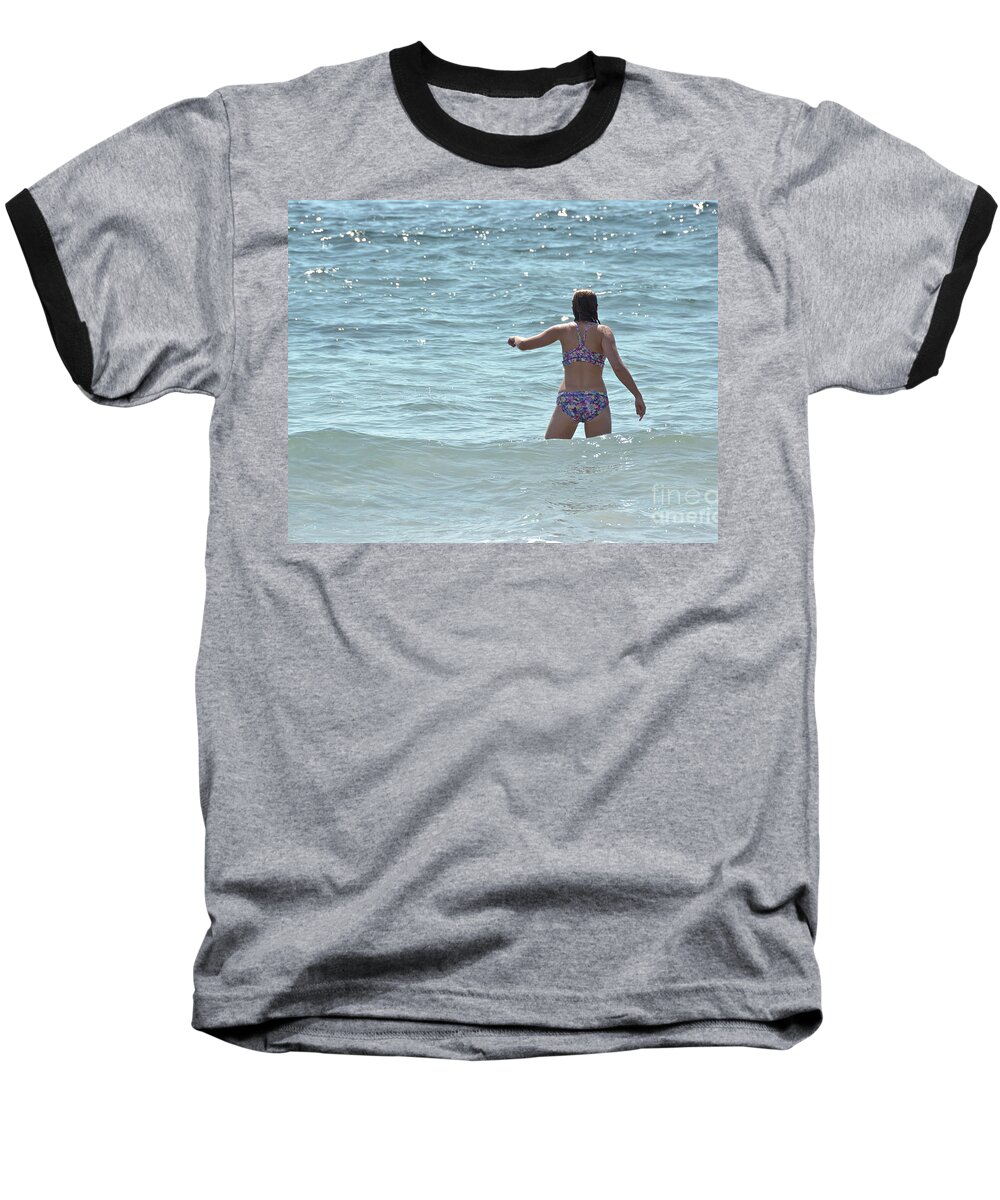 Pacific Baseball T-Shirt featuring the photograph Entering waves of Pacific Ocean by Yurix Sardinelly