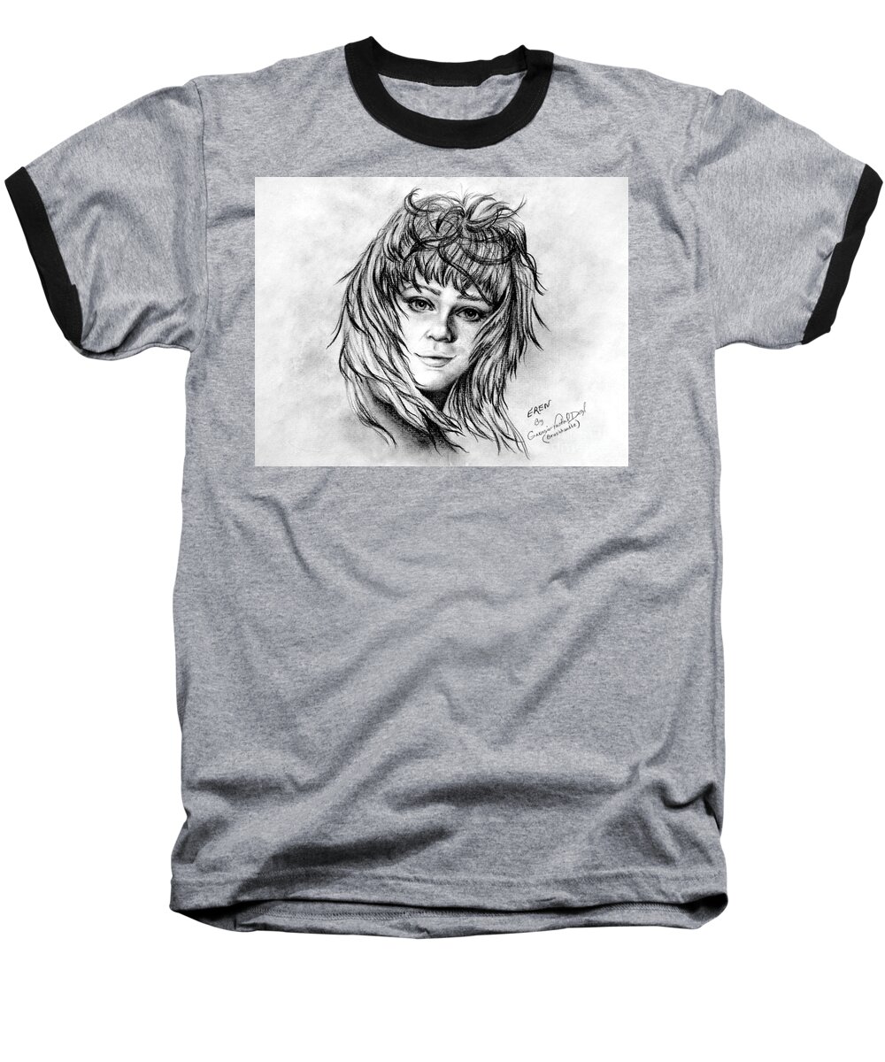 Girl Baseball T-Shirt featuring the drawing Eren by Georgia Doyle