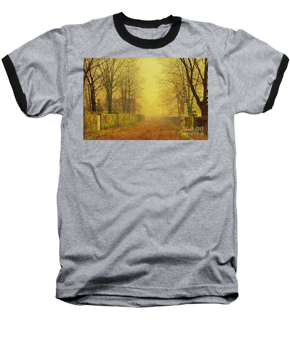 The Fall Baseball T-Shirt featuring the painting Evening Glow by John Atkinson Grimshaw