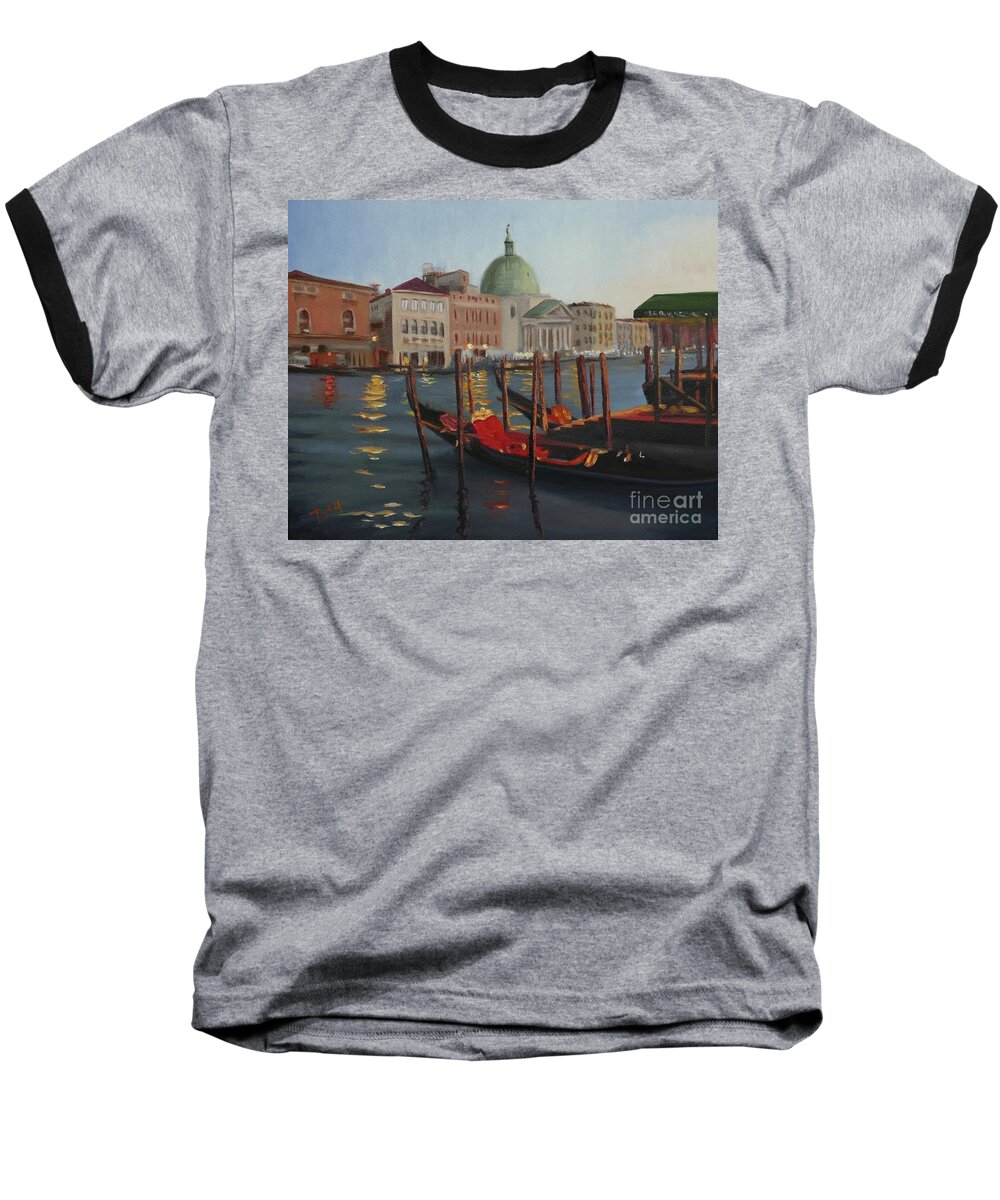 Venice Baseball T-Shirt featuring the painting Evening in Venice by Laura Toth