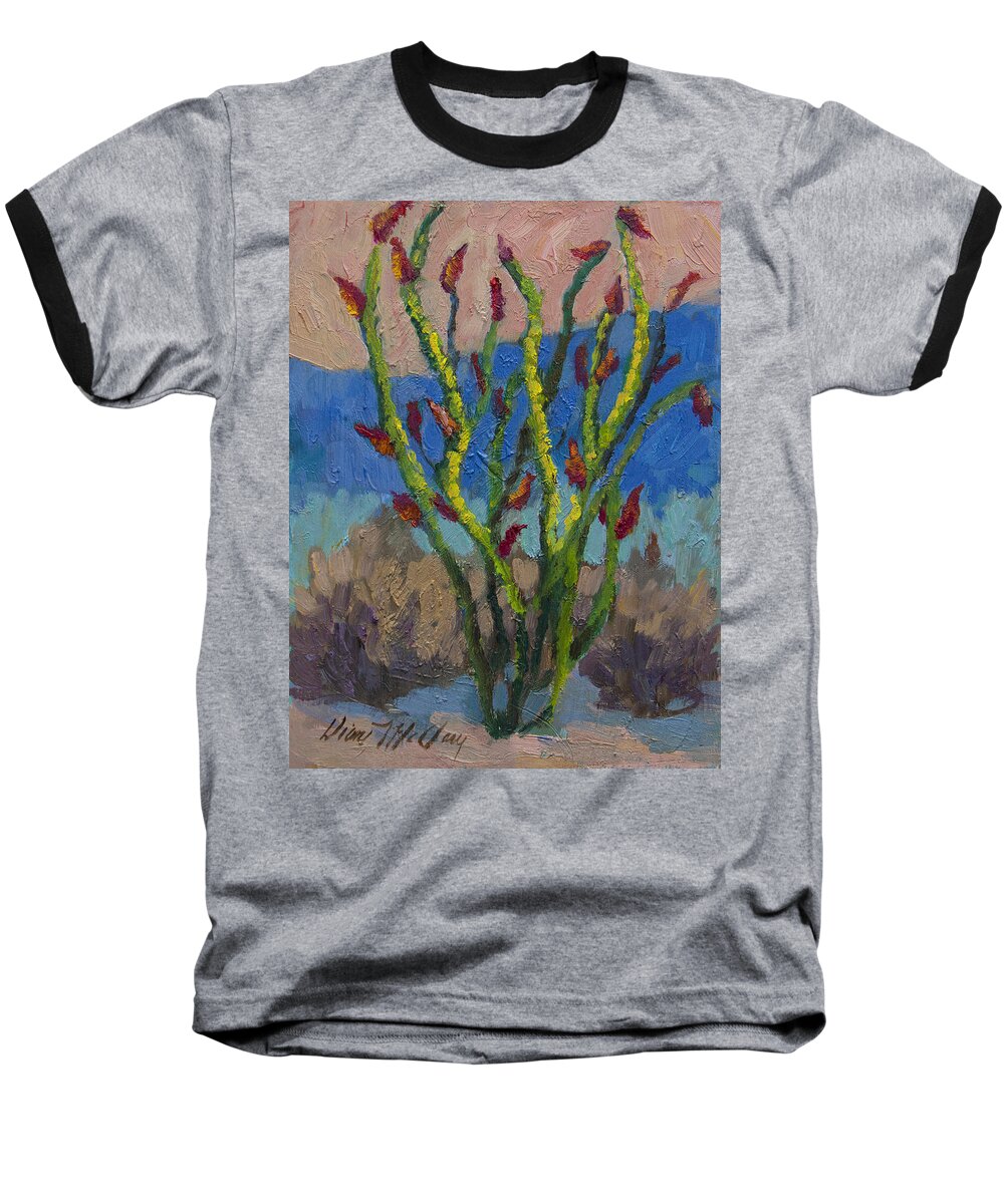 Ocotillo Baseball T-Shirt featuring the painting Evening Ocotillo by Diane McClary