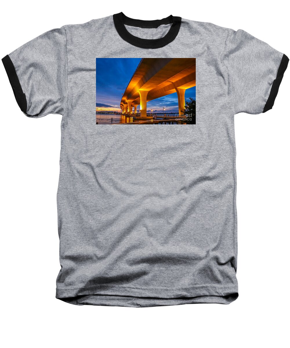 Bridge Baseball T-Shirt featuring the photograph Evening on the Boardwalk by Tom Claud