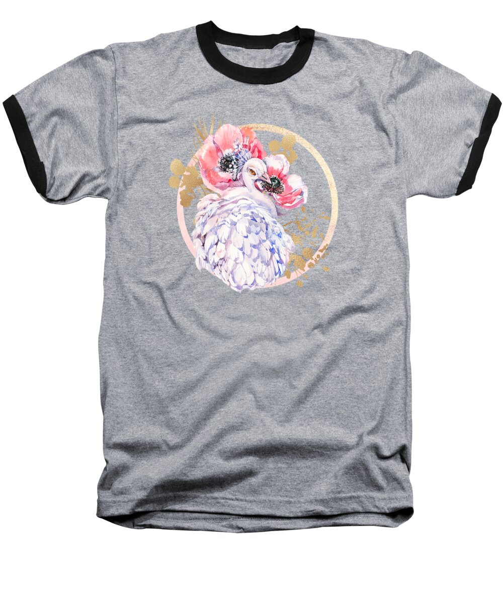 Painting Baseball T-Shirt featuring the painting Every Peacock Wants A Lovely Peahen by Little Bunny Sunshine