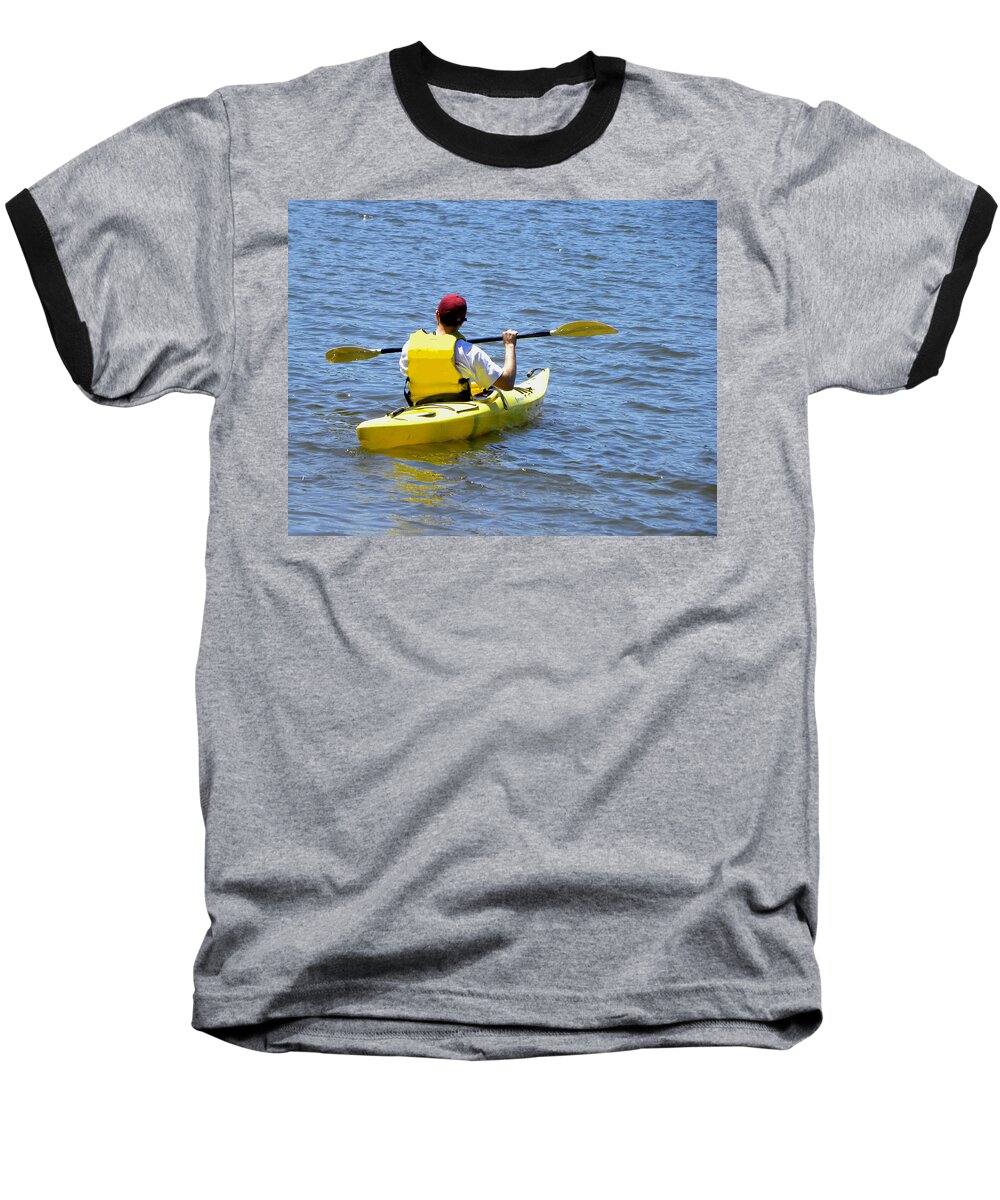 Kayak Baseball T-Shirt featuring the photograph Exploring In A Kayak by Sandi OReilly