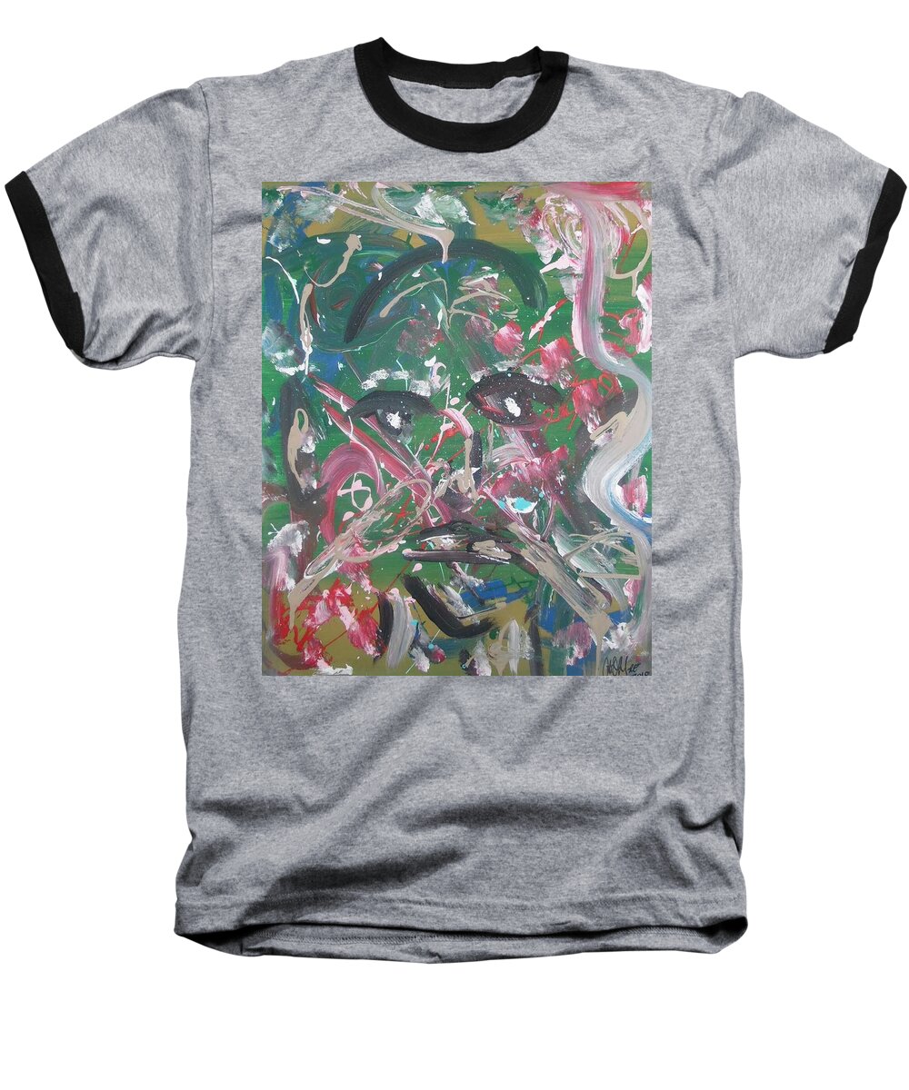 Abstract Baseball T-Shirt featuring the painting Expressions Of Life by Antonio Moore