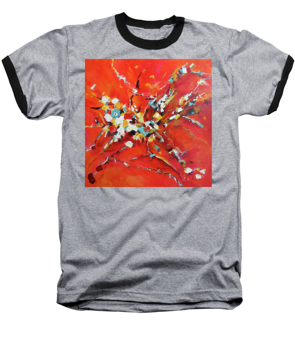 Abstract Baseball T-Shirt featuring the painting Exuberance by Christiane Kingsley