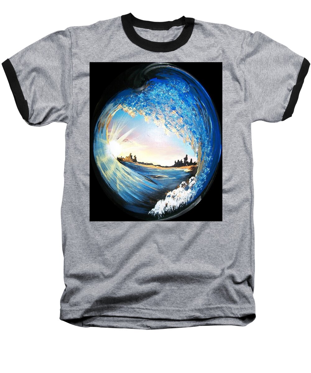 #seascape Baseball T-Shirt featuring the painting Eye of the Wave by Sharon Duguay