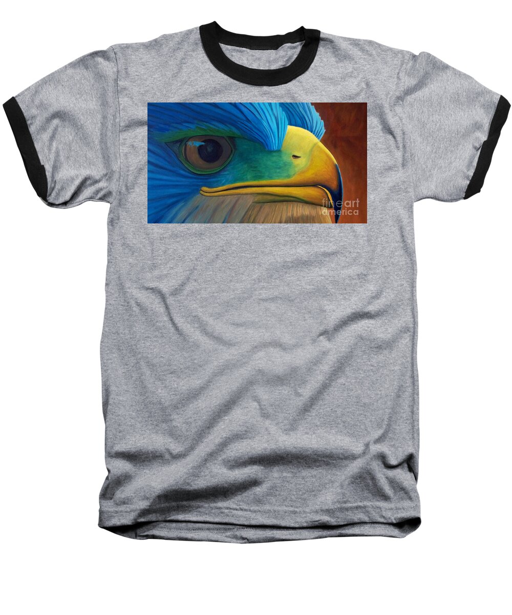 Eagle Baseball T-Shirt featuring the painting Eye on the Prize by Brian Commerford