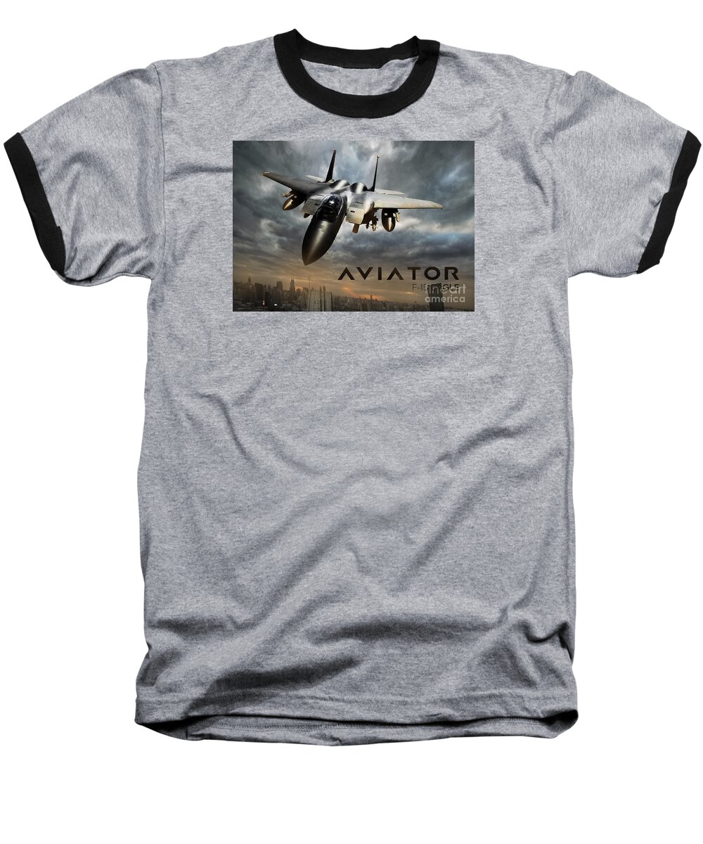 Aviation Baseball T-Shirt featuring the photograph F-15 Eagle Fighter Jet by Fernando Miranda