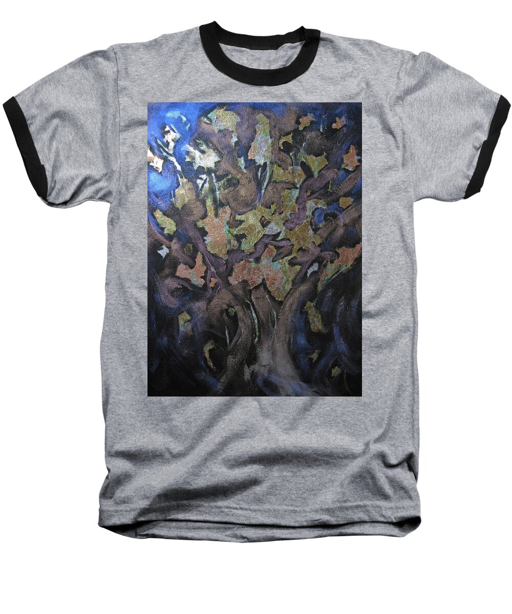 Abstract Baseball T-Shirt featuring the painting Faces by Roberta Rotunda