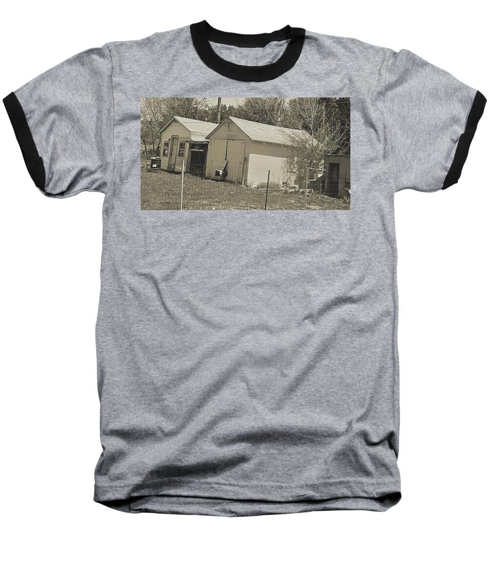 Dust Bowl Baseball T-Shirt featuring the photograph Faded Glory old dust bowl era rundown house in Oklahoma by Shelli Fitzpatrick