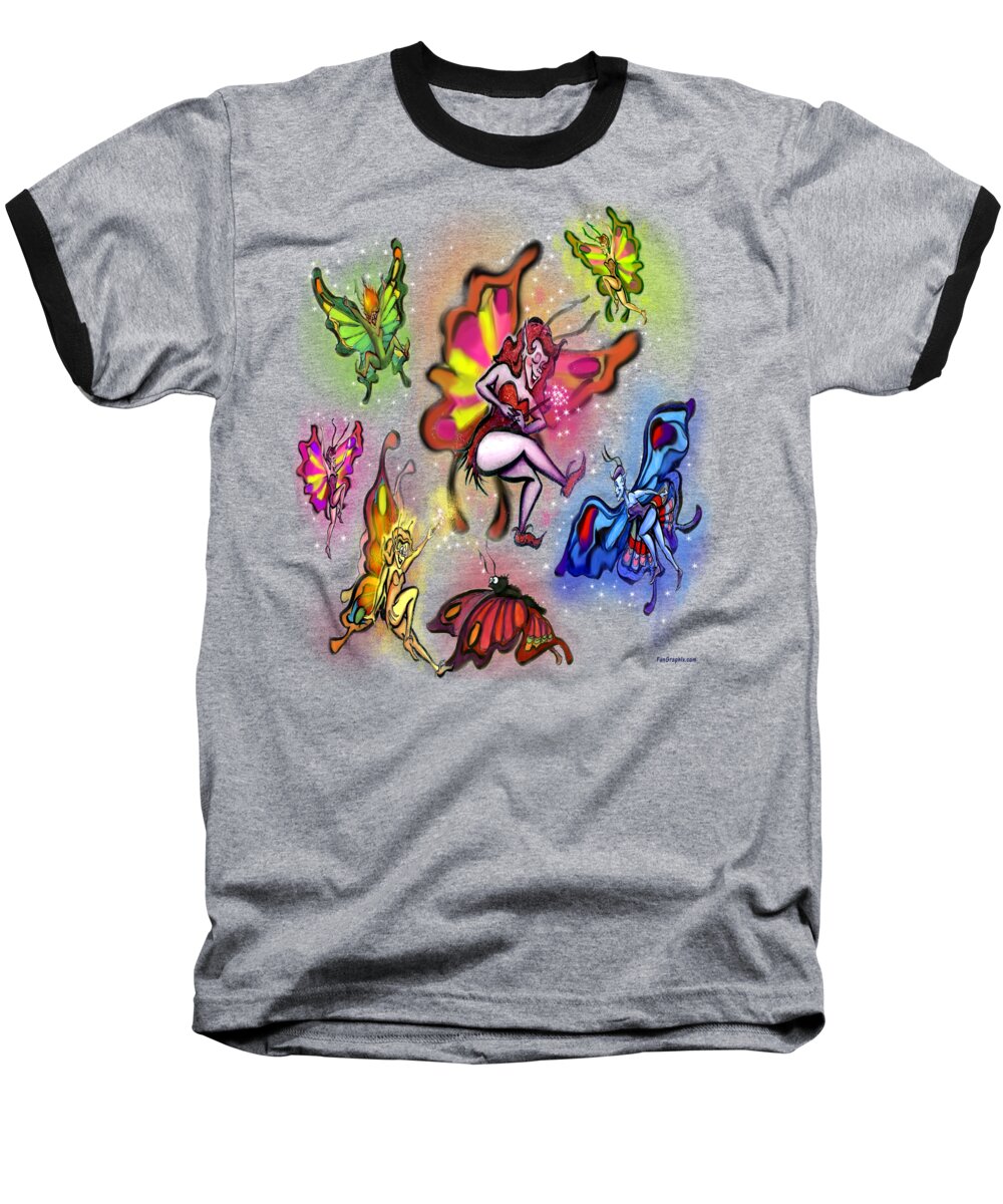 Faeries Baseball T-Shirt featuring the painting Faeries by Kevin Middleton