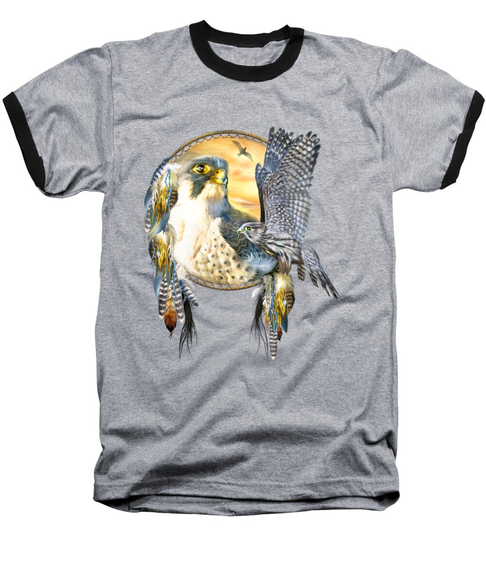 Carol Cavalaris Baseball T-Shirt featuring the mixed media Falcon Dreams by Carol Cavalaris
