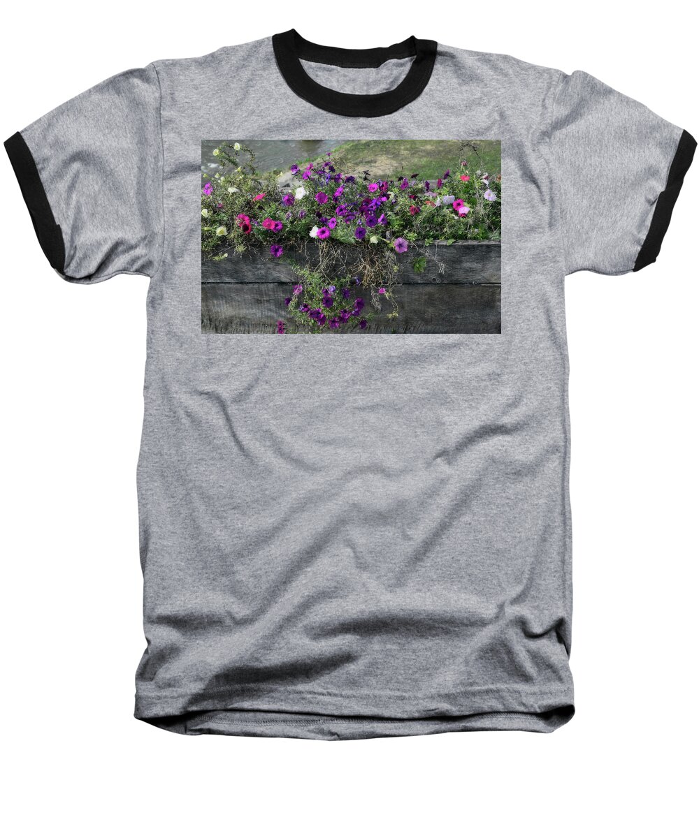 Purple Baseball T-Shirt featuring the photograph Fall Flower Box by Joanne Coyle