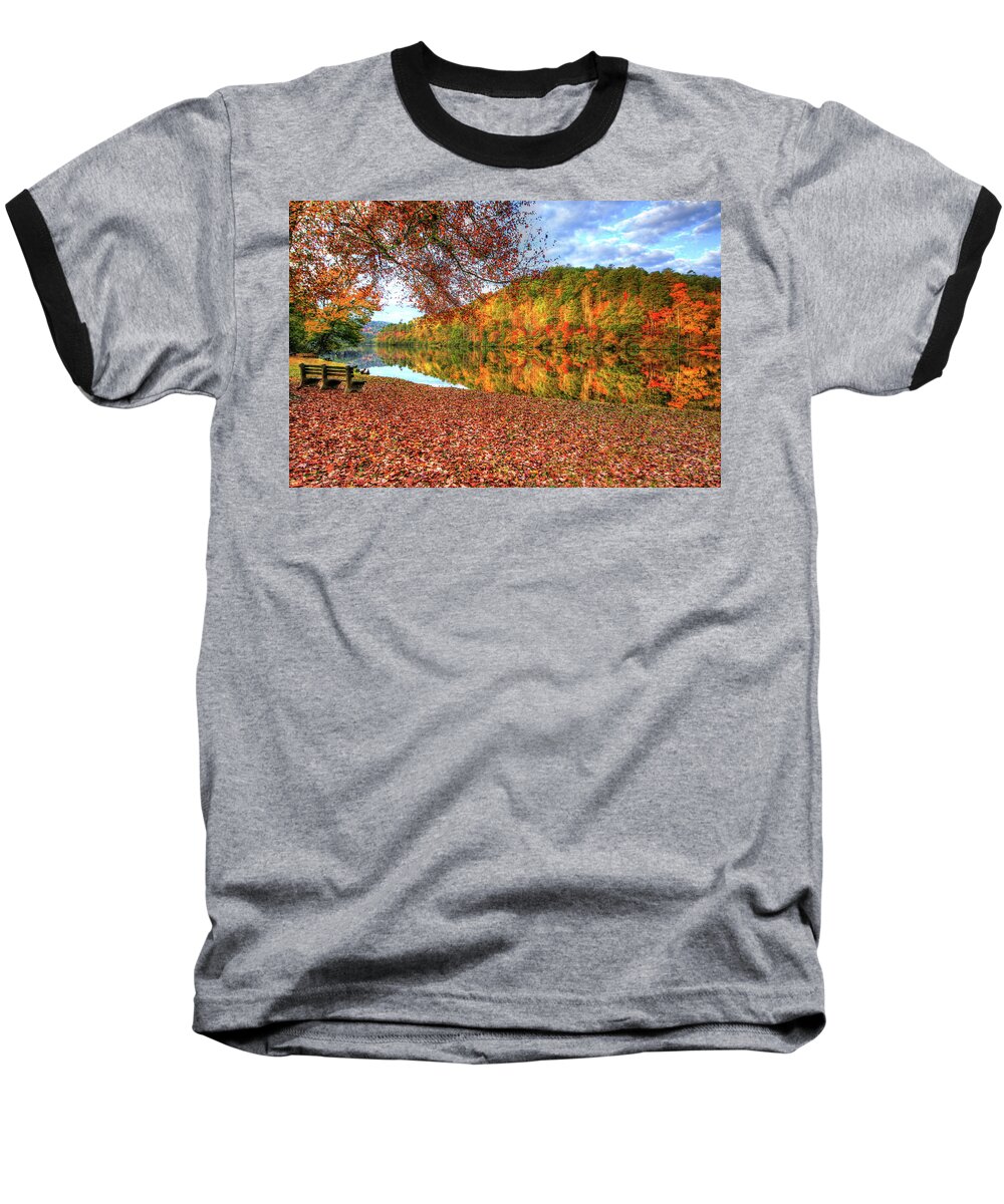 Landscape Baseball T-Shirt featuring the digital art Fall in Murphy, North Carolina by Sharon Batdorf