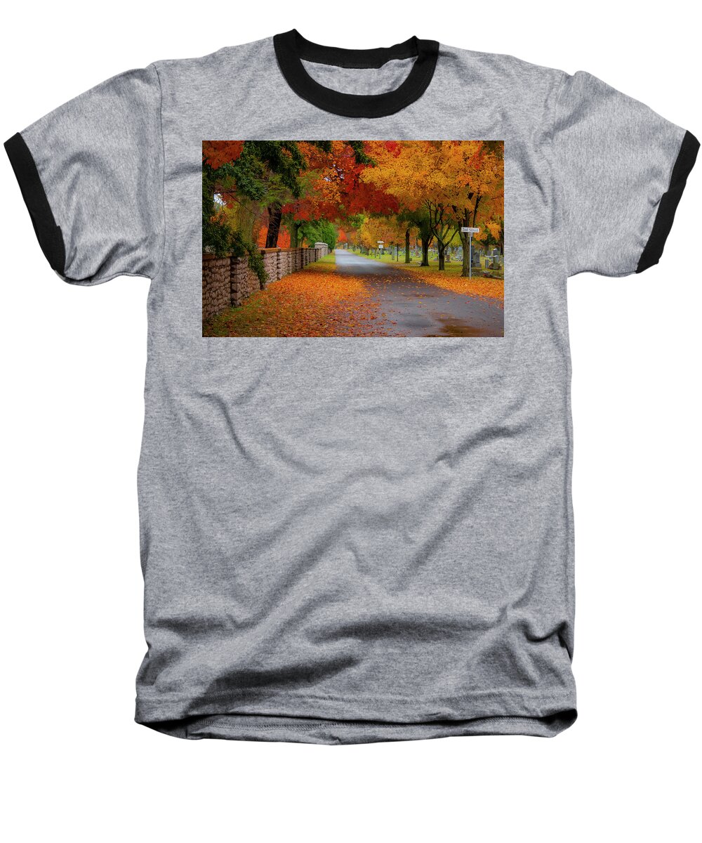 Fall Baseball T-Shirt featuring the photograph Fall in the Cemetery by Allin Sorenson