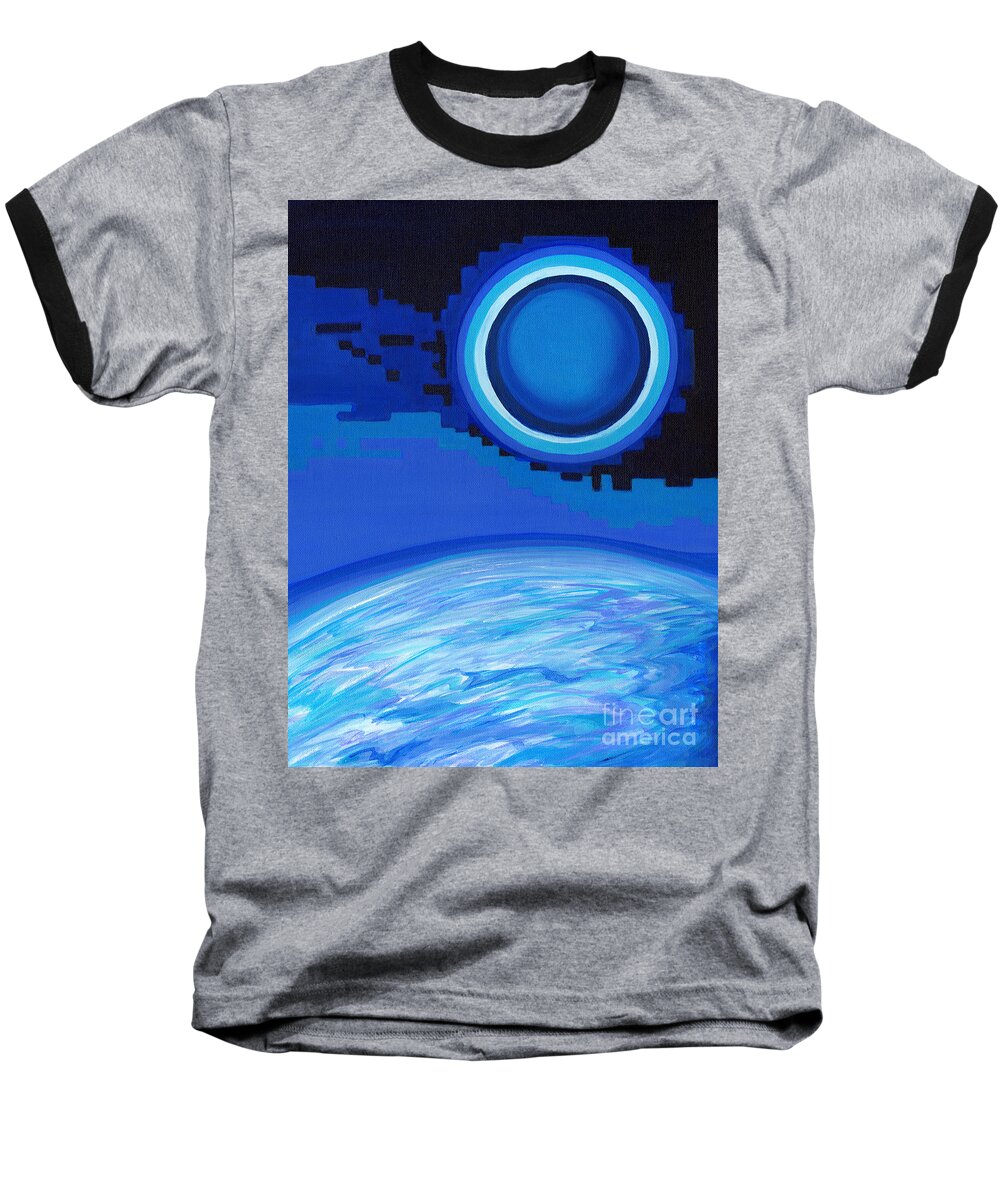 Total Solar Eclipse Baseball T-Shirt featuring the painting Far Above The World by Tanya Filichkin