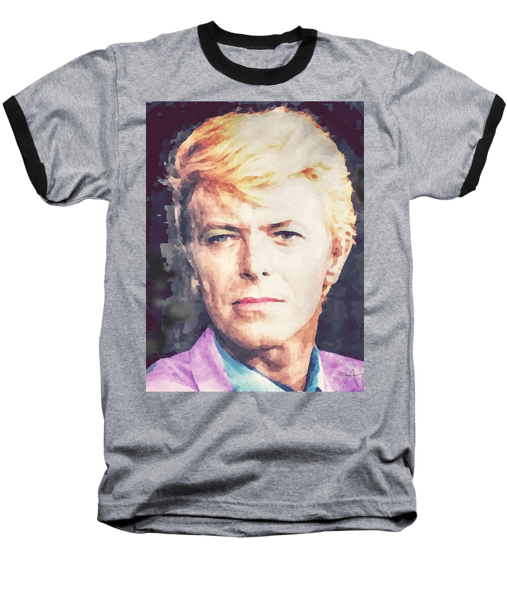 David Baseball T-Shirt featuring the painting Farewell David Bowie by Ana Tirolese