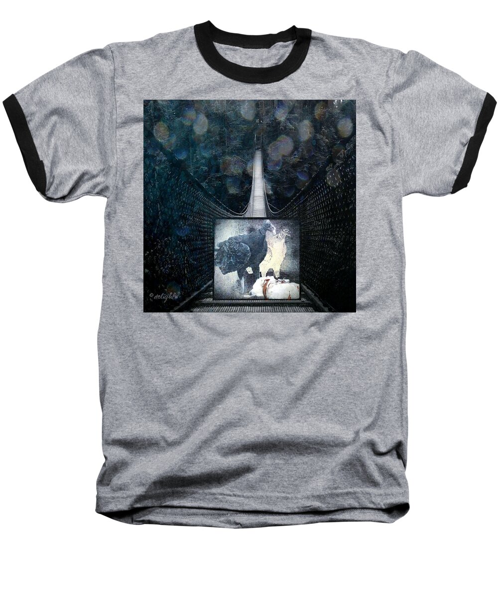 Birds Baseball T-Shirt featuring the digital art Fear of Stairs by Delight Worthyn