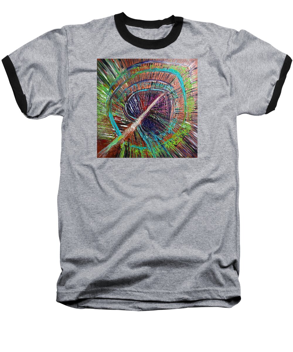 Mixed Media Baseball T-Shirt featuring the painting Feather by Artista Elisabet