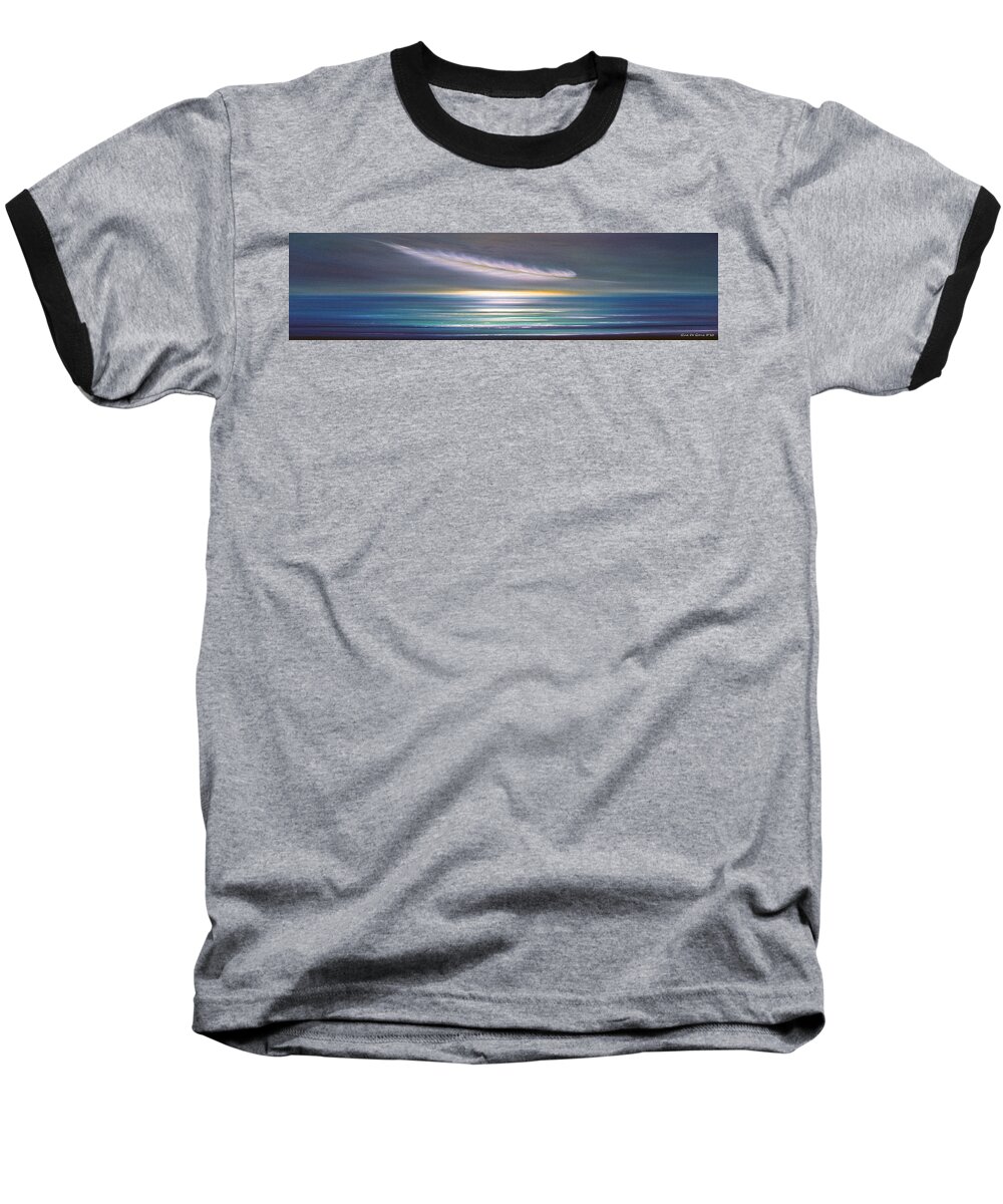 Sunset Baseball T-Shirt featuring the painting Feather Panoramic Sunset by Gina De Gorna