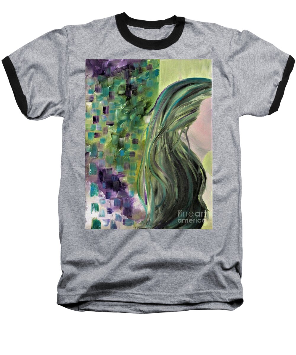 Hair Baseball T-Shirt featuring the painting Feel The Acid Rain by Tracey Lee Cassin