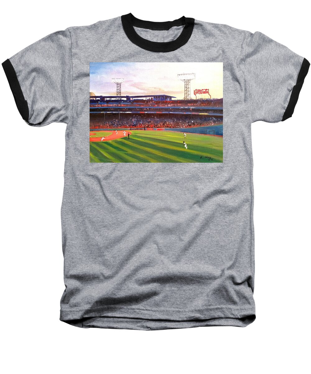 Boston Fenway Park Baseball T-Shirt featuring the painting Fenway park by Rose Wang
