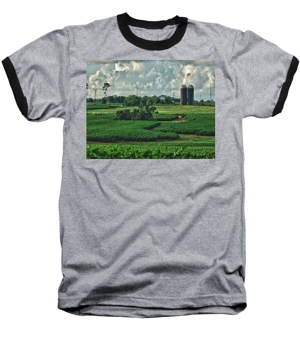 Flowers Baseball T-Shirt featuring the painting Field of Green by Michael Thomas