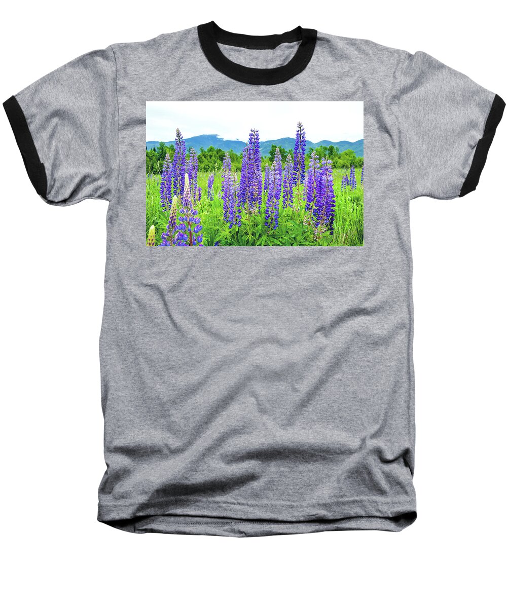 Franconia Notch Baseball T-Shirt featuring the photograph Field of Purple by Greg Fortier