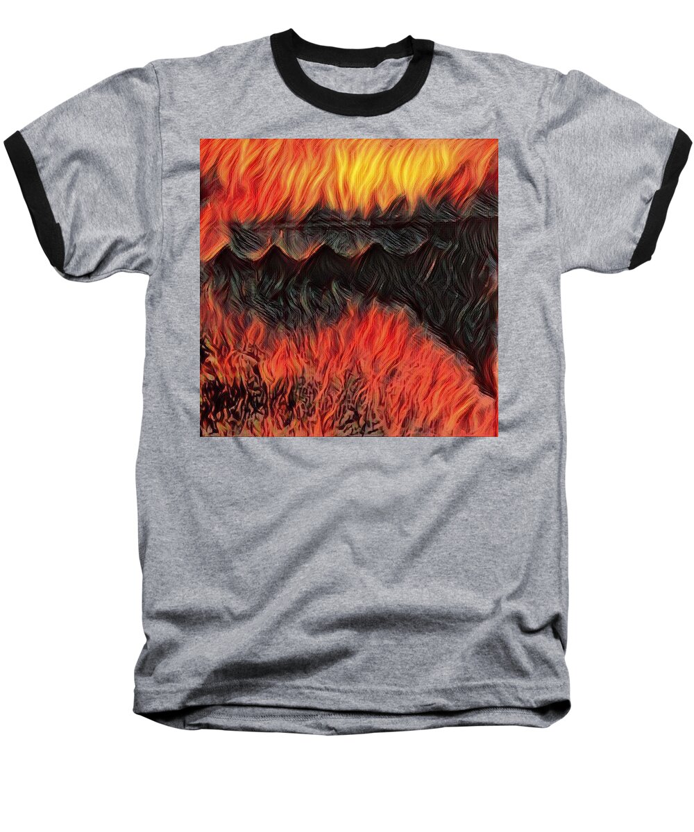 A Hot Valley Of Flames Baseball T-Shirt featuring the photograph A Hot Valley Of Flames by Brenae Cochran