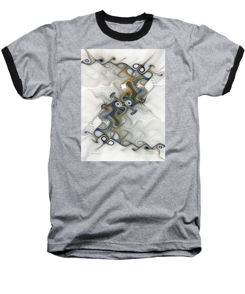 Non Objective Baseball T-Shirt featuring the digital art Fine Traces by Karin Kuhlmann