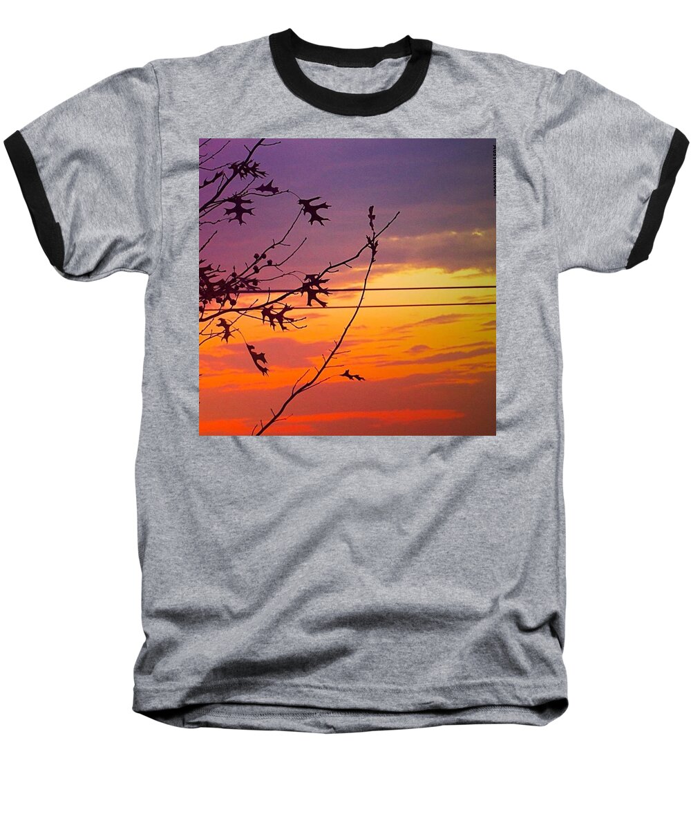 ⛅️ Baseball T-Shirt featuring the photograph #fire And #beauty In The #texas #sky by Austin Tuxedo Cat