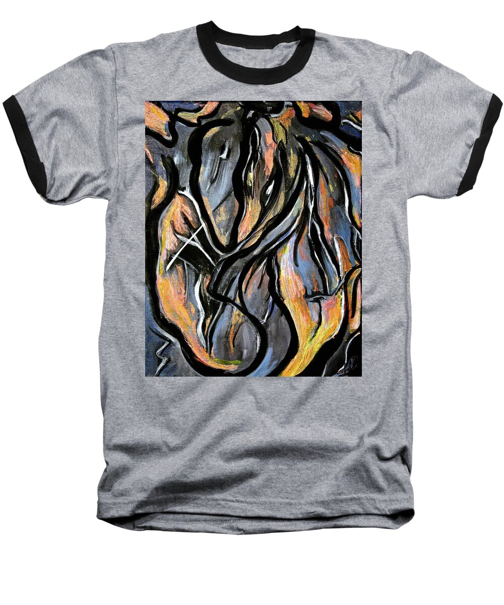 Fire Baseball T-Shirt featuring the painting Fire and Stone by Lynda Lehmann