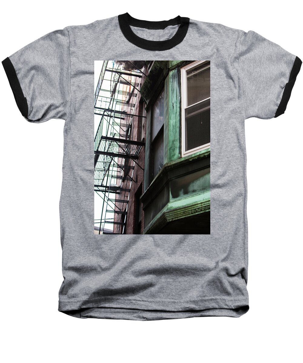 Stairs Baseball T-Shirt featuring the photograph Fire escape stairs 2 by Jason Hughes