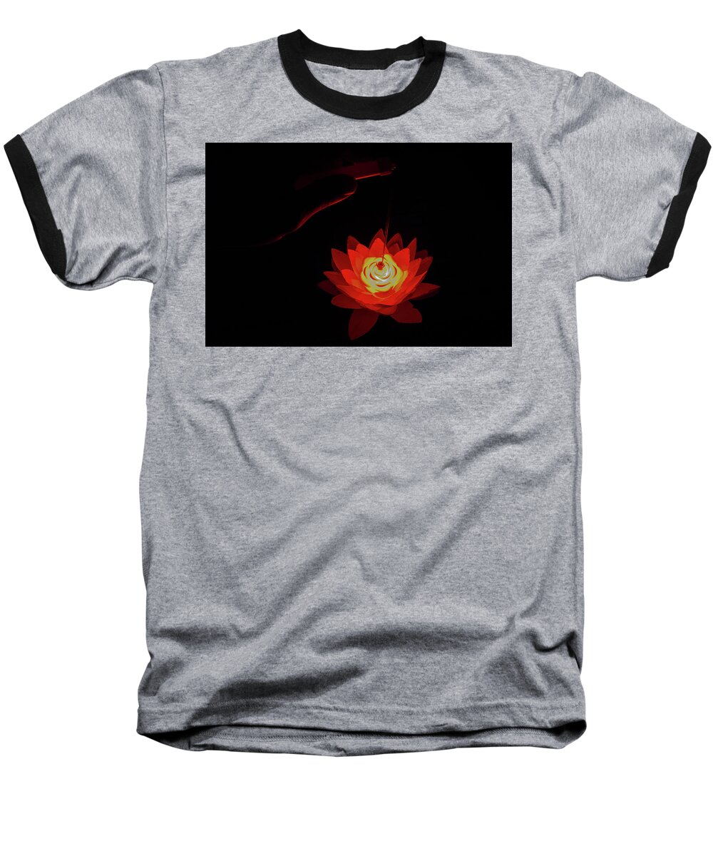 Lotus Baseball T-Shirt featuring the photograph Fire Lotus Horizontal by William Dickman