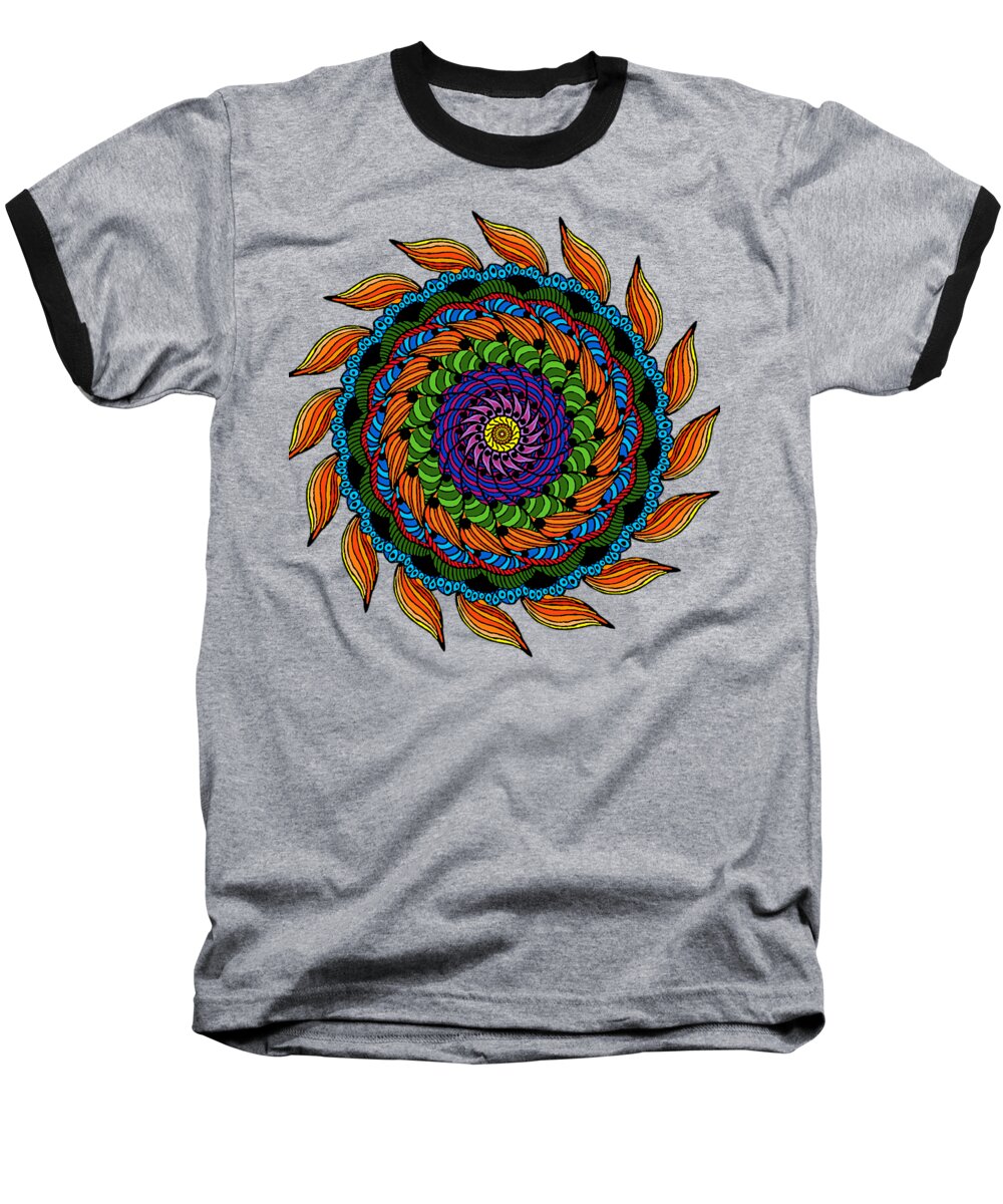 Mandala Baseball T-Shirt featuring the digital art Fire Mandala by Becky Herrera
