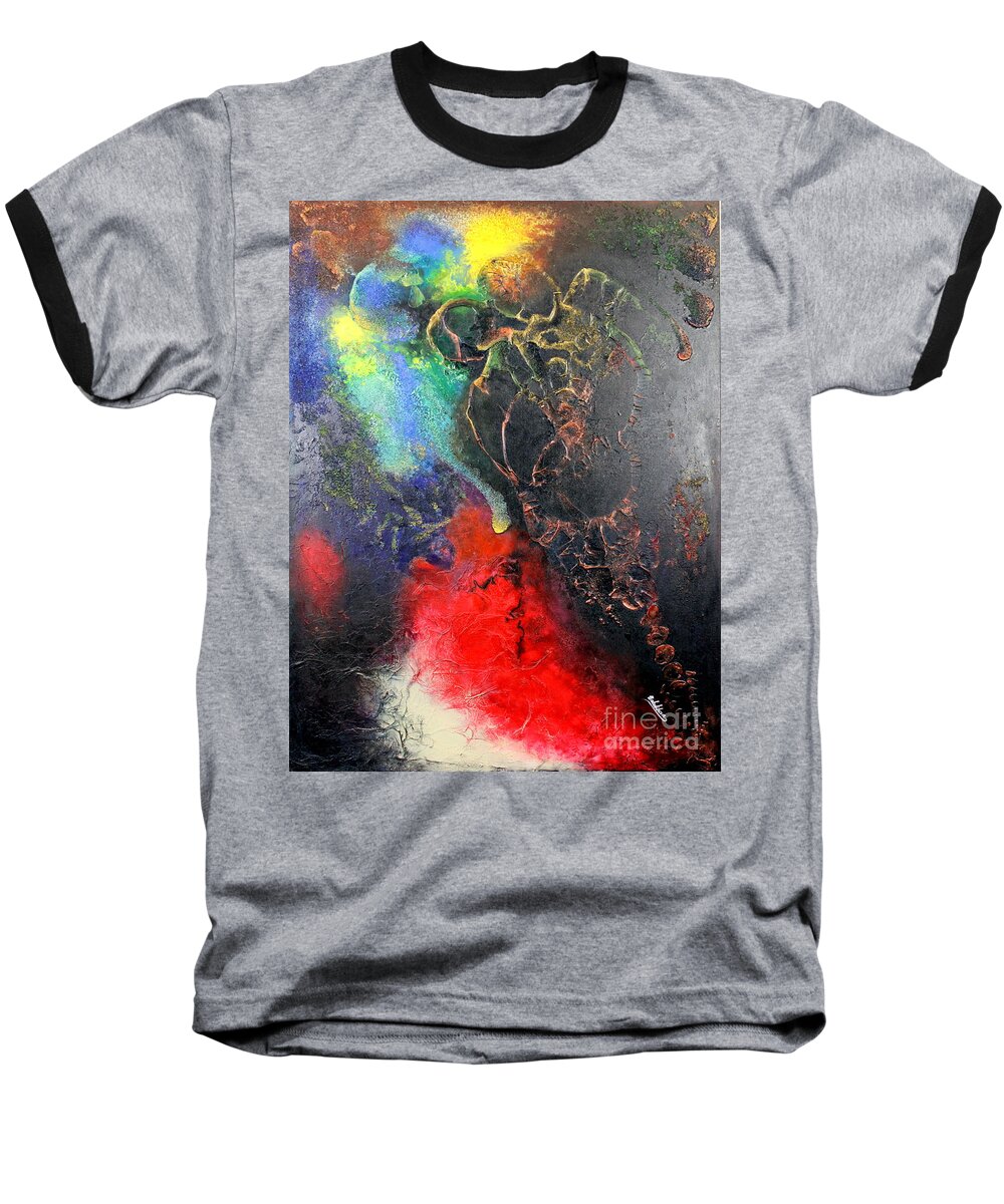Valentine Baseball T-Shirt featuring the painting Fire of Passion by Farzali Babekhan