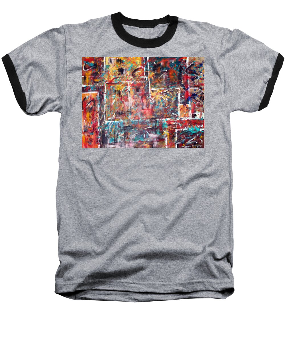Acrylic Panting Baseball T-Shirt featuring the painting Fire Works by Yael VanGruber