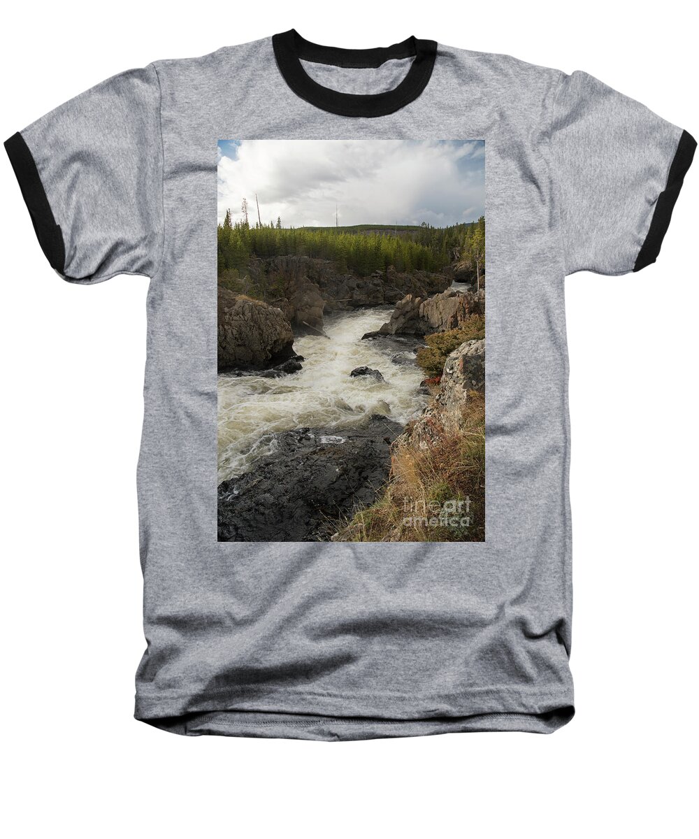 Firehole River Baseball T-Shirt featuring the photograph Firehole river cascade by Cindy Murphy - NightVisions
