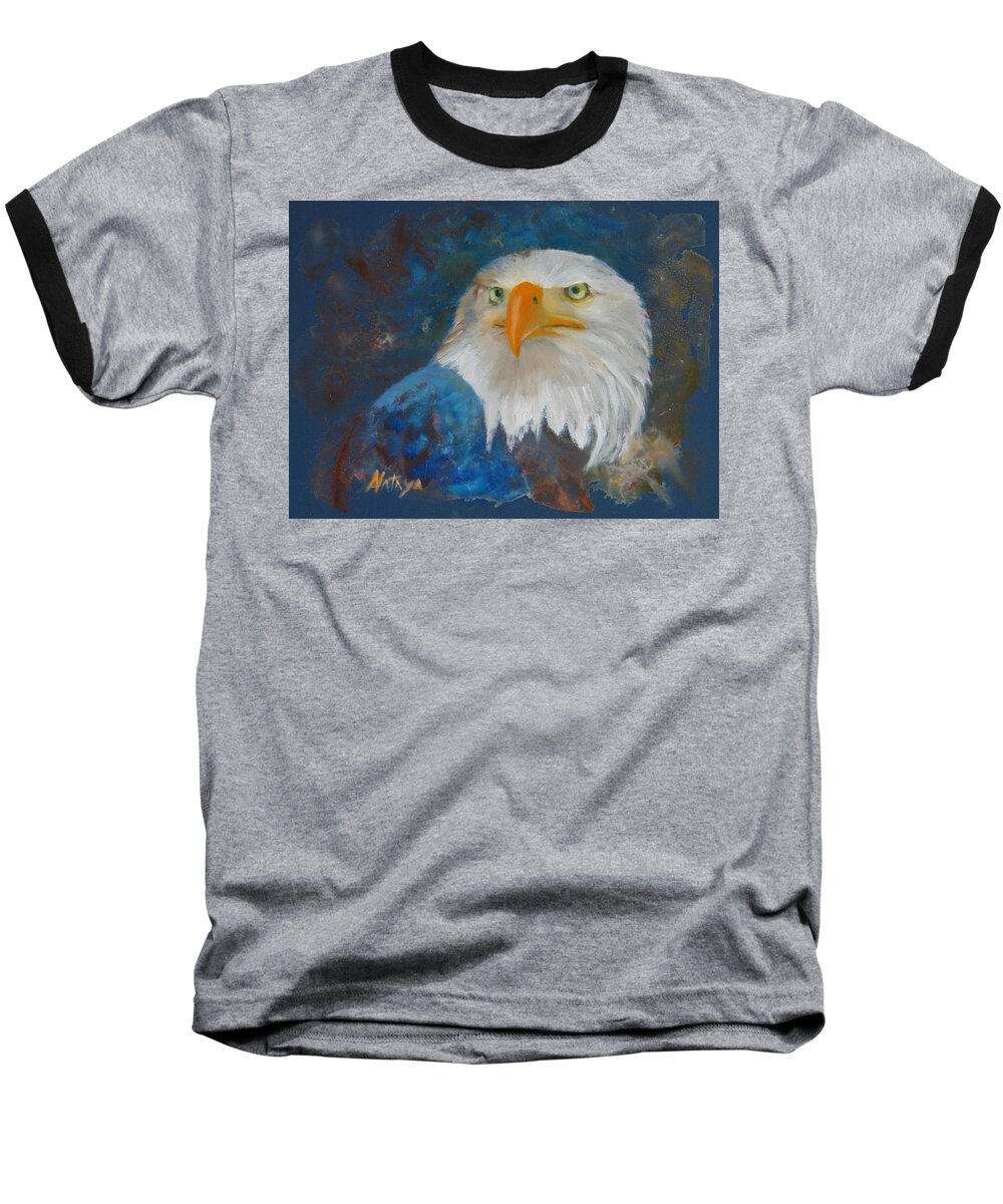 Eagle Baseball T-Shirt featuring the painting Fierce Determination by Nataya Crow